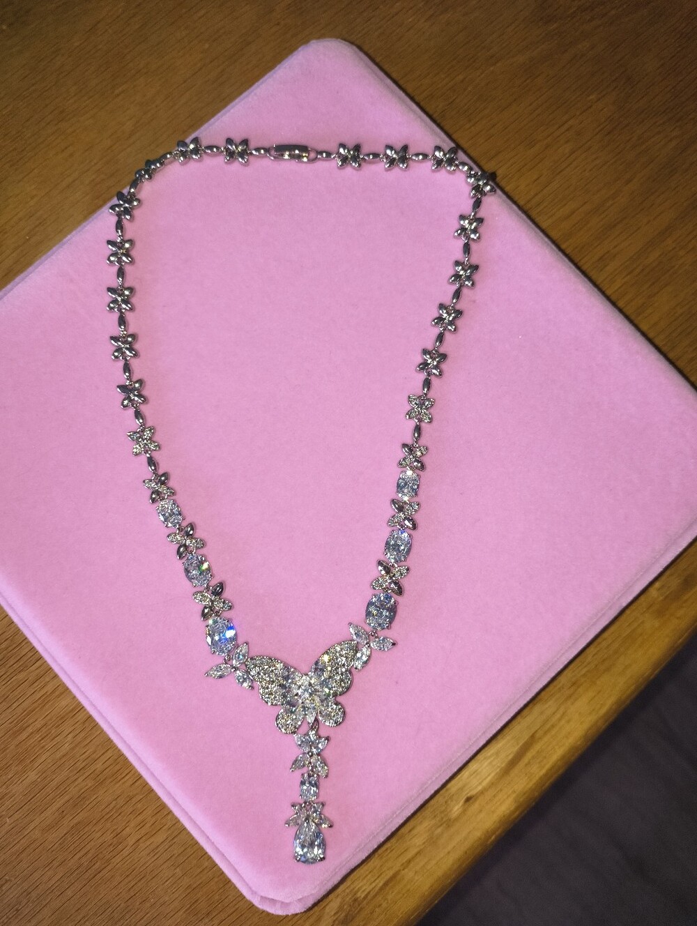 Designer Nolan Miller Faux Diamond Crystal Butterfly Statement  Necklace